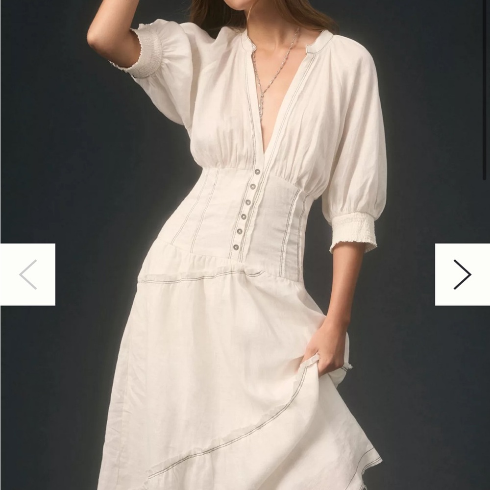 Anthropologie Cream Long Sleeve Dress